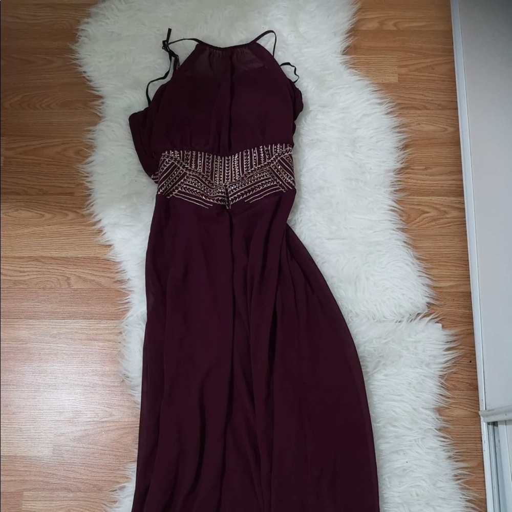 Long evening dress ,Cabernet color, A-line floor-length